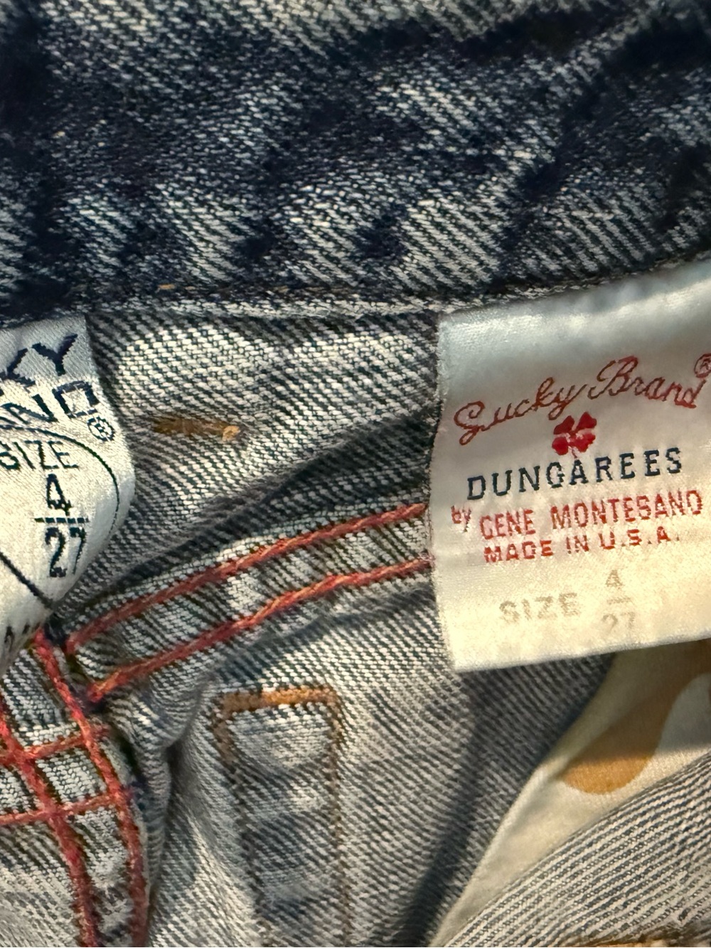 Vintage Lucky Brand Dungarees Denim Jeans No Stretch - Picture 2 of 6